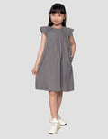 Suko Gaun Denim Lengan Pendek Dress Anak Perempuan