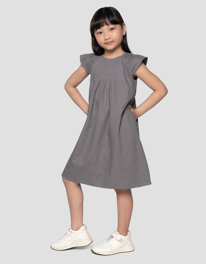 Suko Gaun Denim Lengan Pendek Dress Anak Perempuan