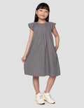 Suko Gaun Denim Lengan Pendek Dress Anak Perempuan