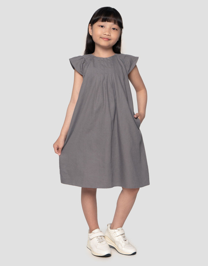Suko Gaun Denim Lengan Pendek Dress Anak Perempuan