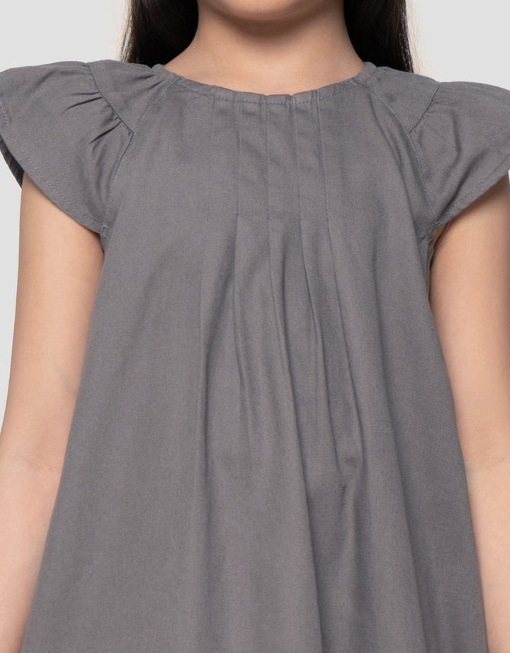 Suko Gaun Denim Lengan Pendek Dress Anak Perempuan