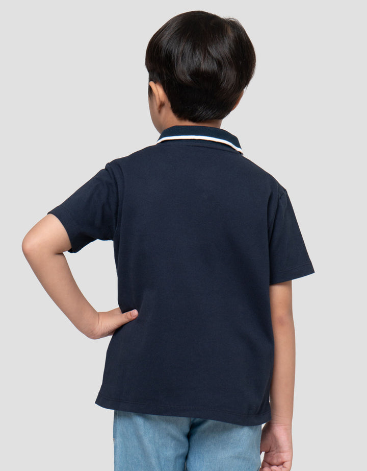 Suko Pique Tipping Lengan Pendek Kaos Polo Anak Laki-laki