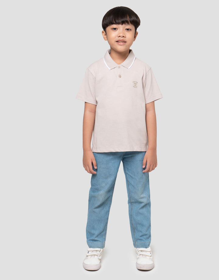 Suko Pique Tipping Lengan Pendek Kaos Polo Anak Laki-laki