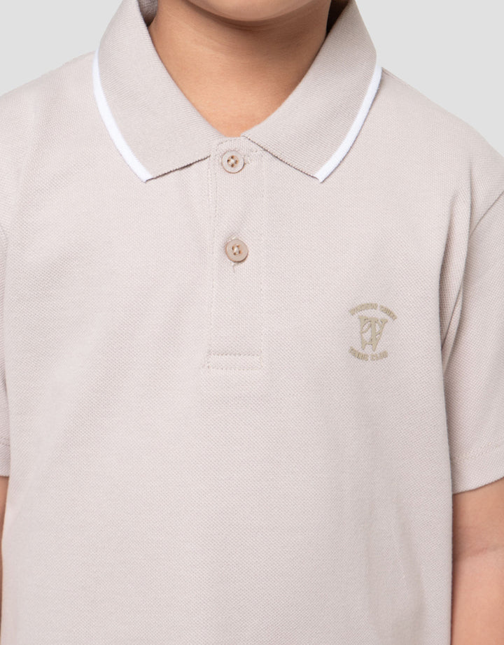 Suko Pique Tipping Lengan Pendek Kaos Polo Anak Laki-laki