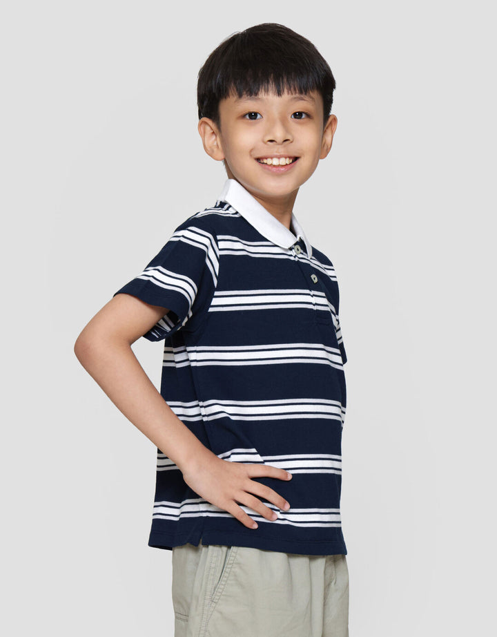 Suko Stripe Lengan Pendek Kaos Polo Anak Laki-laki