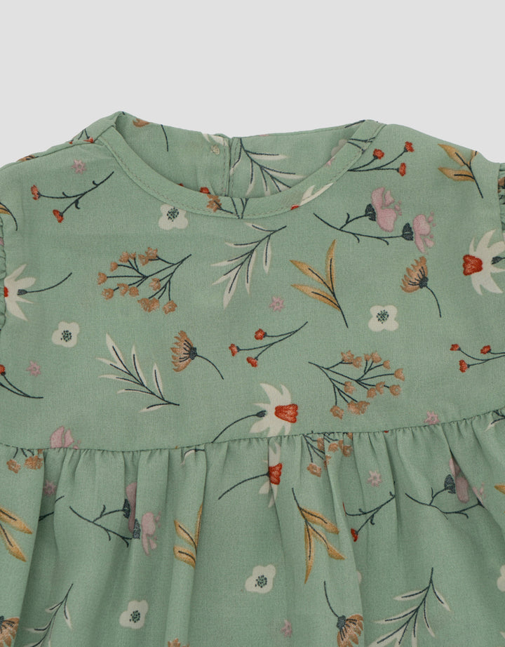 MxM Nevada Motif Floral Midi Dress Lengan Pendek Anak Perempuan