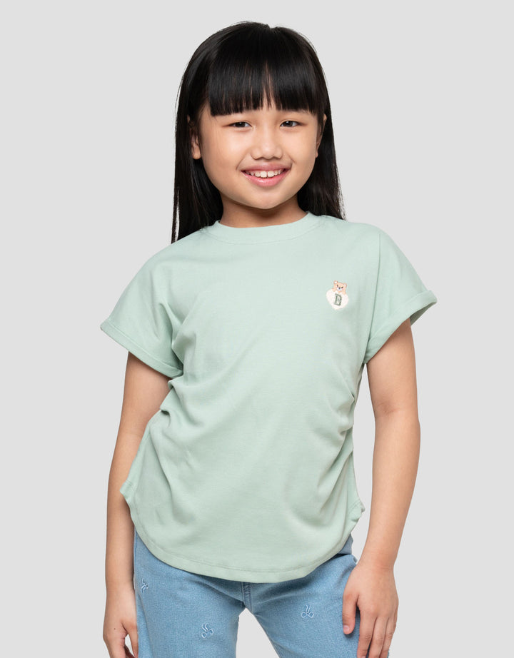 Little M Crop Kerut Samping Kaos Anak Perempuan
