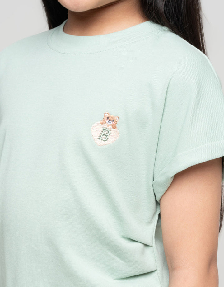 Little M Crop Kerut Samping Kaos Anak Perempuan