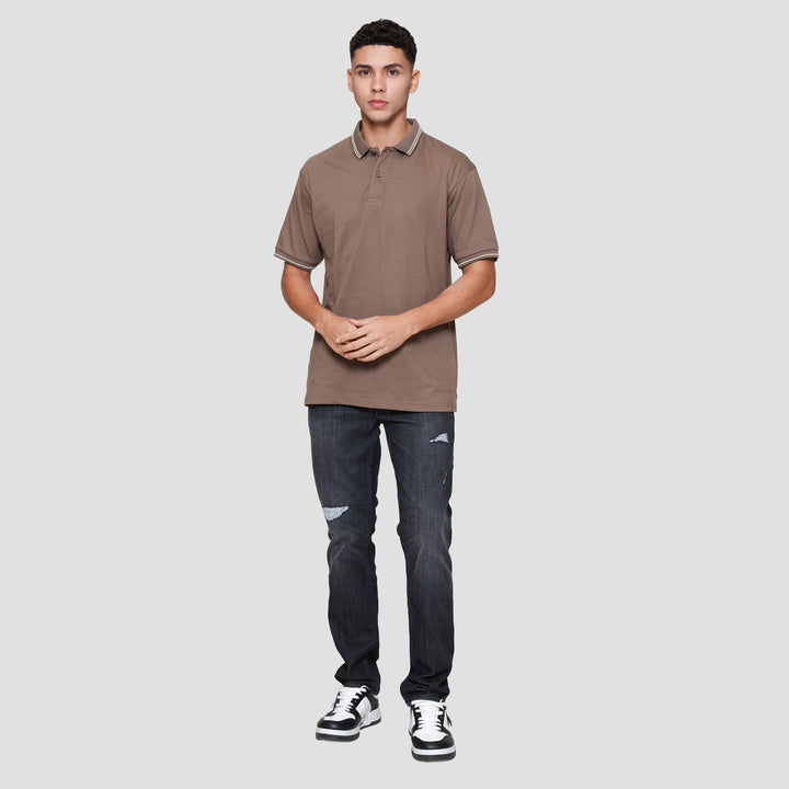 Nevada Jersey Solid With Woven Label Polo Pria