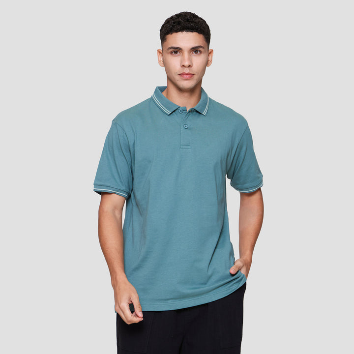 Nevada Jersey Solid With Woven Label Polo Pria