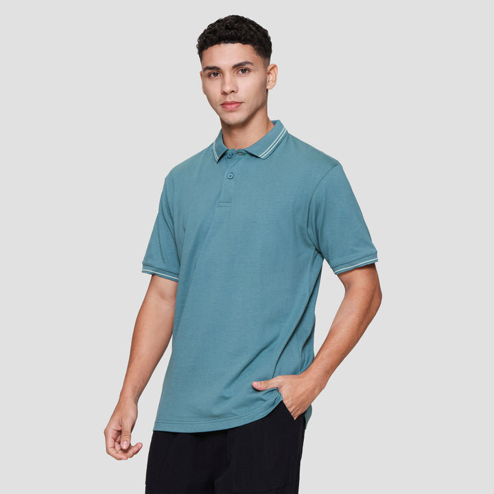 Nevada Jersey Solid With Woven Label Polo Pria