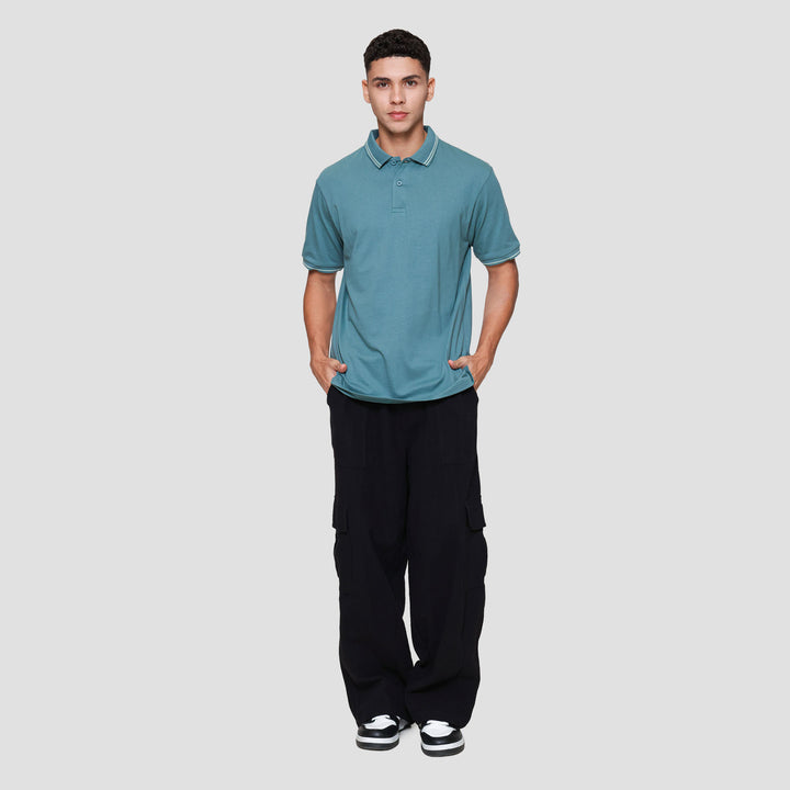 Nevada Jersey Solid With Woven Label Polo Pria