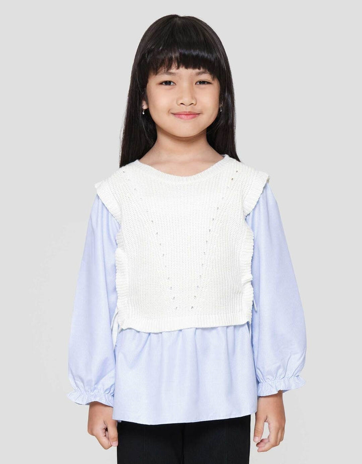 Little M Top Flat Knit With Kemeja Anak Perempuan