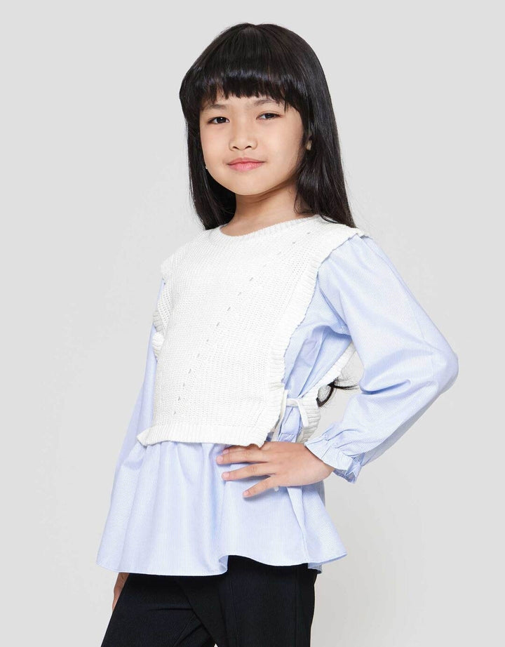 Little M Top Flat Knit With Kemeja Anak Perempuan