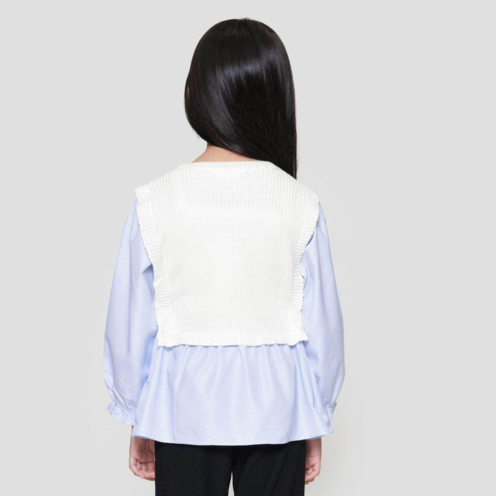 Little M Top Flat Knit With Kemeja Anak Perempuan