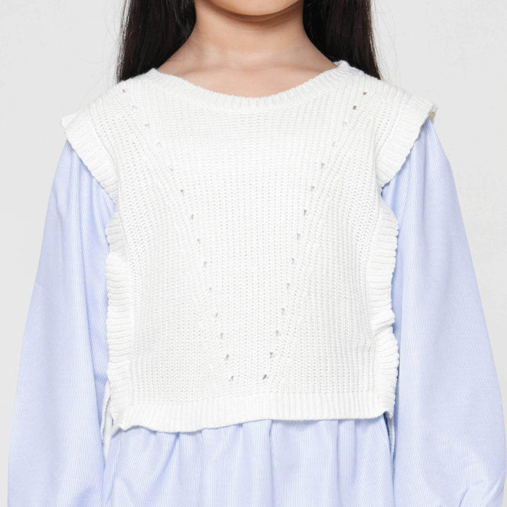 Little M Top Flat Knit With Kemeja Anak Perempuan