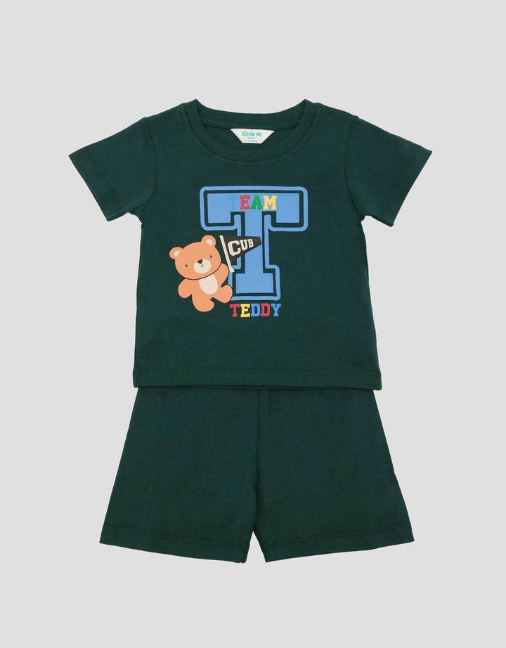 Little M Print Bear Varsity Pakaian Setelan Bayi