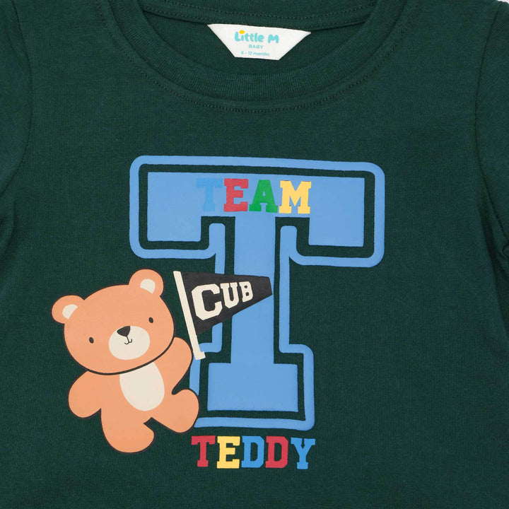 Little M Print Bear Varsity Pakaian Setelan Bayi