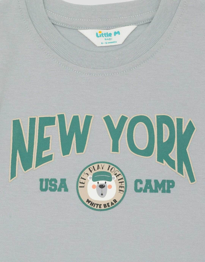 Little M Print New York Varsity Pakaian Setelan Bayi