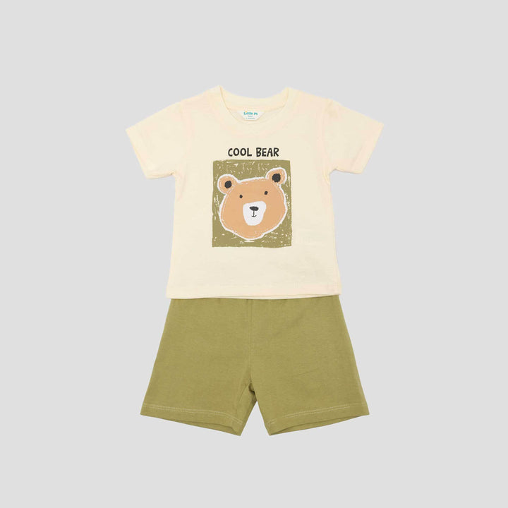 Little M Print Bear Sketch Pakaian Setelan Bayi