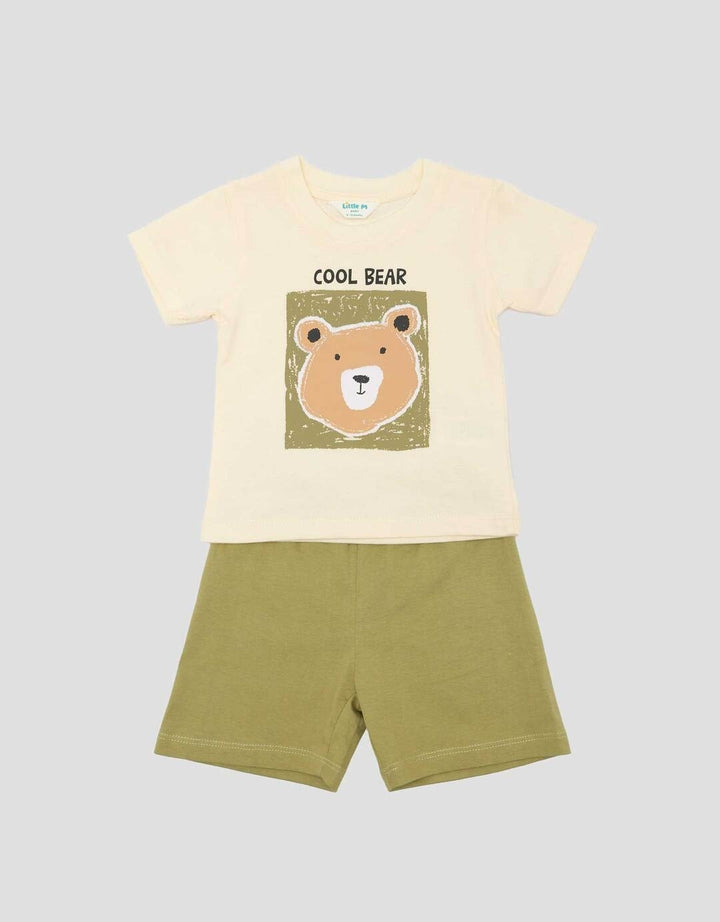 Little M Print Bear Sketch Pakaian Setelan Bayi