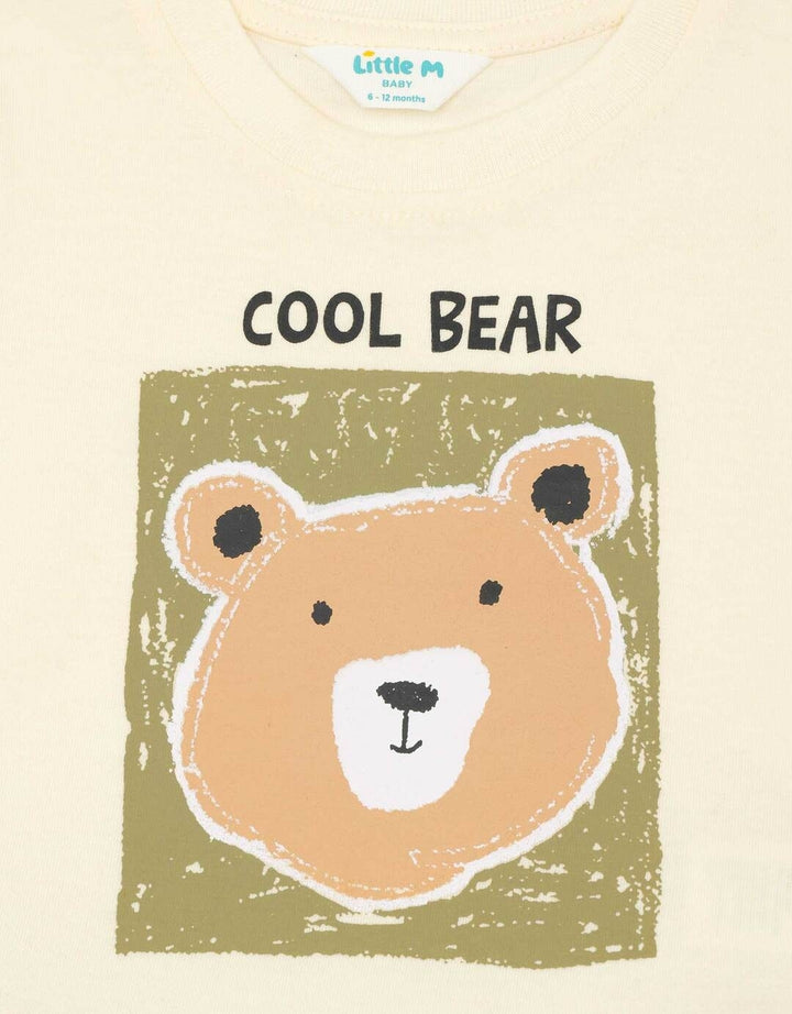 Little M Print Bear Sketch Pakaian Setelan Bayi