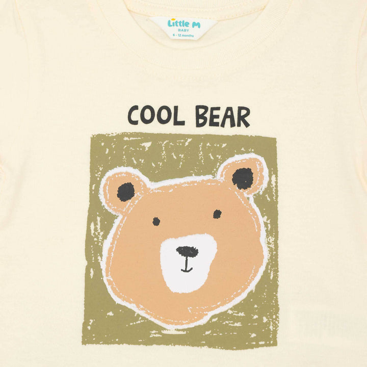 Little M Print Bear Sketch Pakaian Setelan Bayi