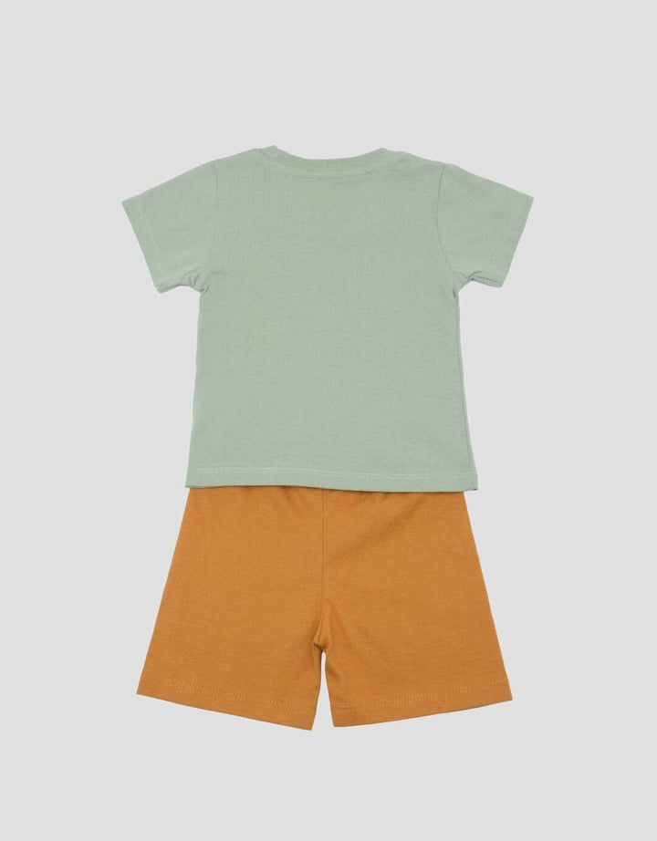 Little M Print Bear & Lion Sketch Pakaian Setelan Bayi