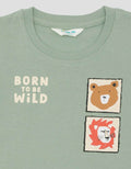 Little M Print Bear & Lion Sketch Pakaian Setelan Bayi
