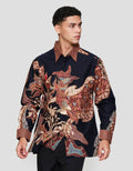 Arjuna Weda Body Fit Print Daun Kemeja Batik Pria