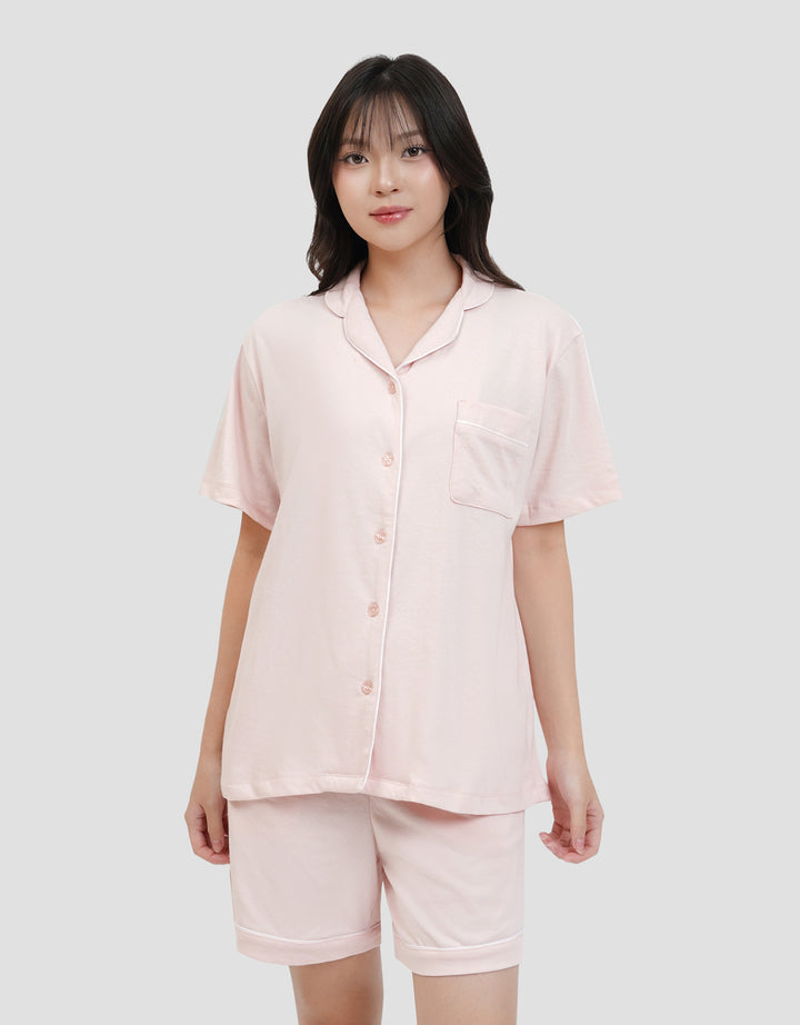 Suko Lengan Pendek Celana Pendek Setelan Pajamas Wanita