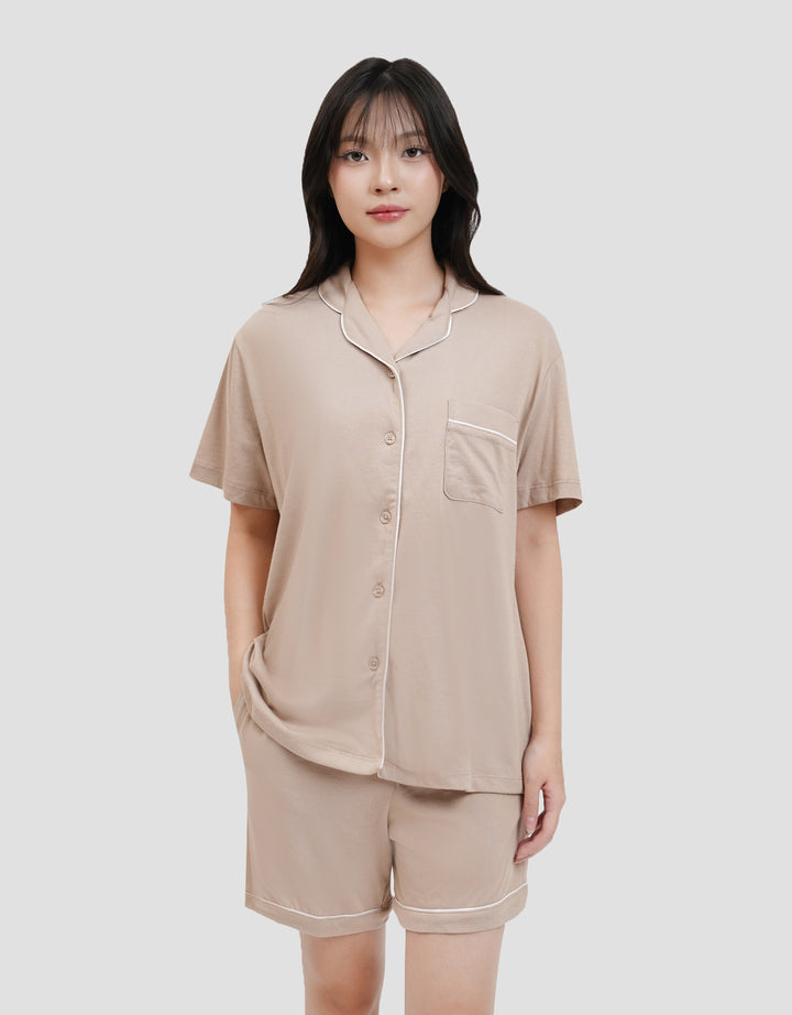 Suko Lengan Pendek Celana Pendek Setelan Pajamas Wanita
