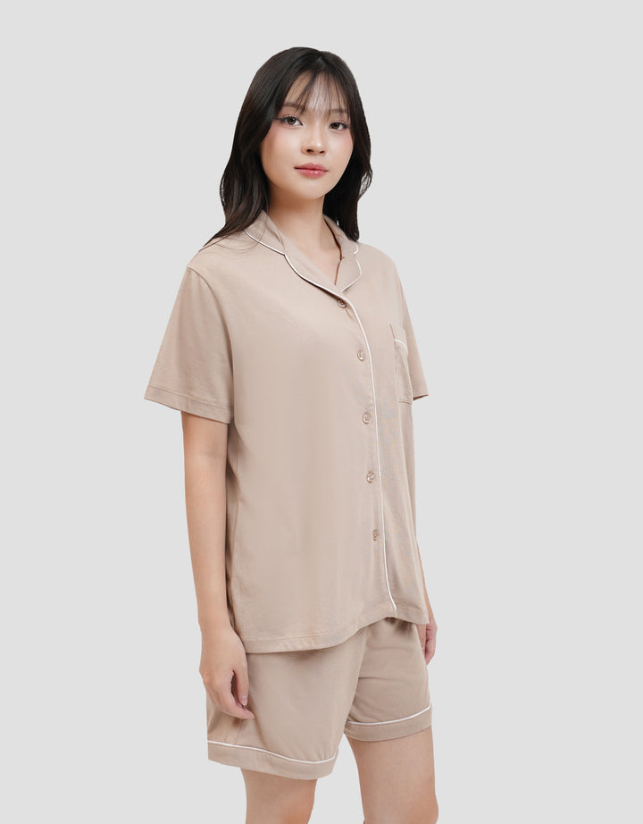 Suko Lengan Pendek Celana Pendek Setelan Pajamas Wanita