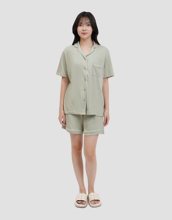 Suko Lengan Pendek Celana Pendek Setelan Pajamas Wanita