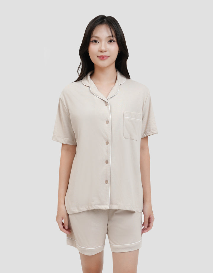 Suko Lengan Pendek Celana Pendek Setelan Pajamas Wanita