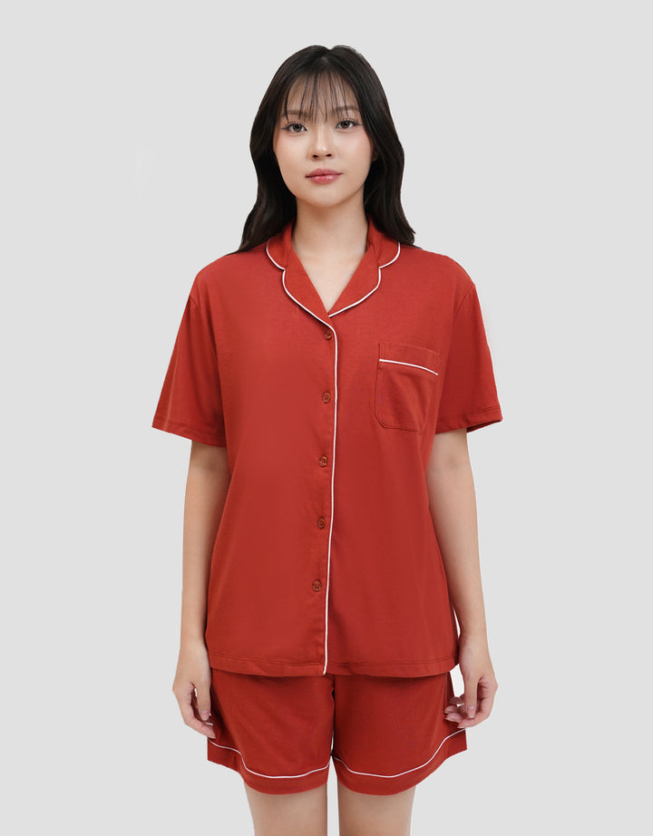 Suko Lengan Pendek Celana Pendek Setelan Pajamas Wanita