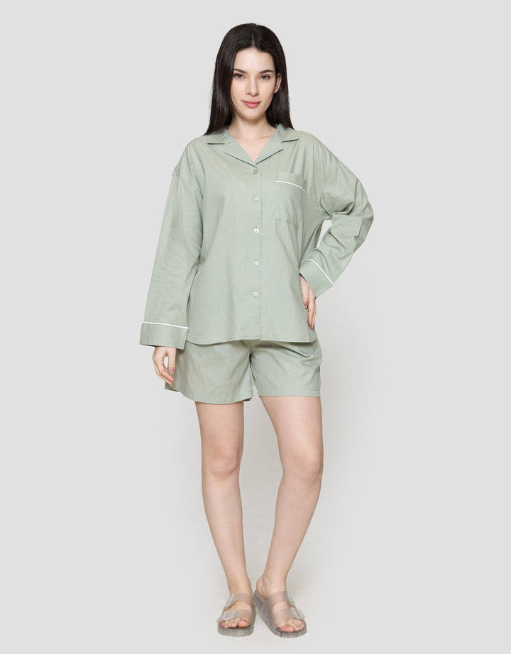 Suko Lengan Panjang Celana Pendek Setelan Piyama Wanita