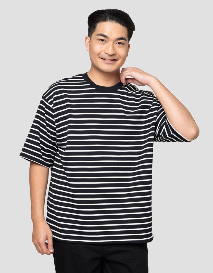 Nevada Textured Stripes Kaos Oversize Pria