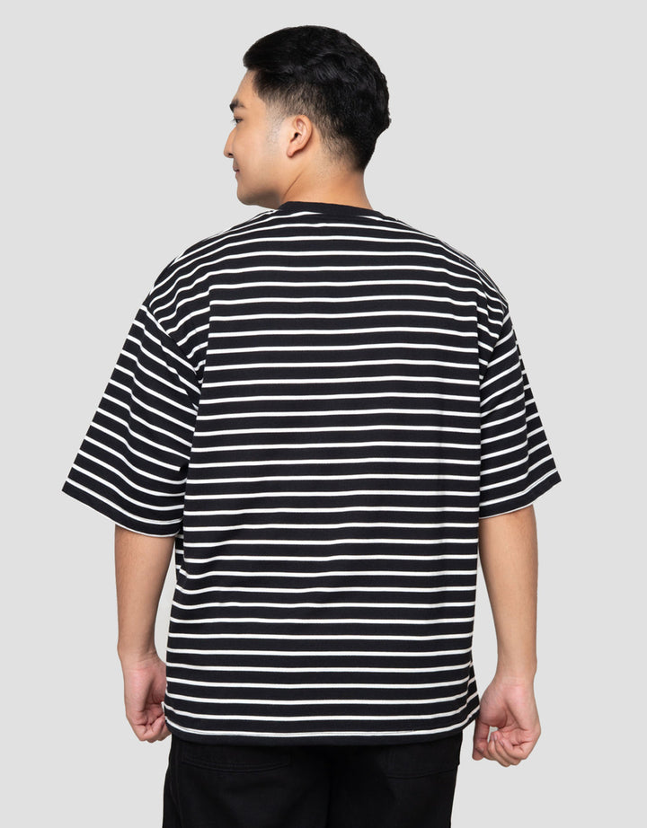 Nevada Textured Stripes Kaos Oversize Pria