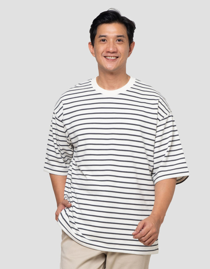 Nevada Textured Stripes Kaos Oversize Pria