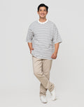 Nevada Textured Stripes Kaos Oversize Pria