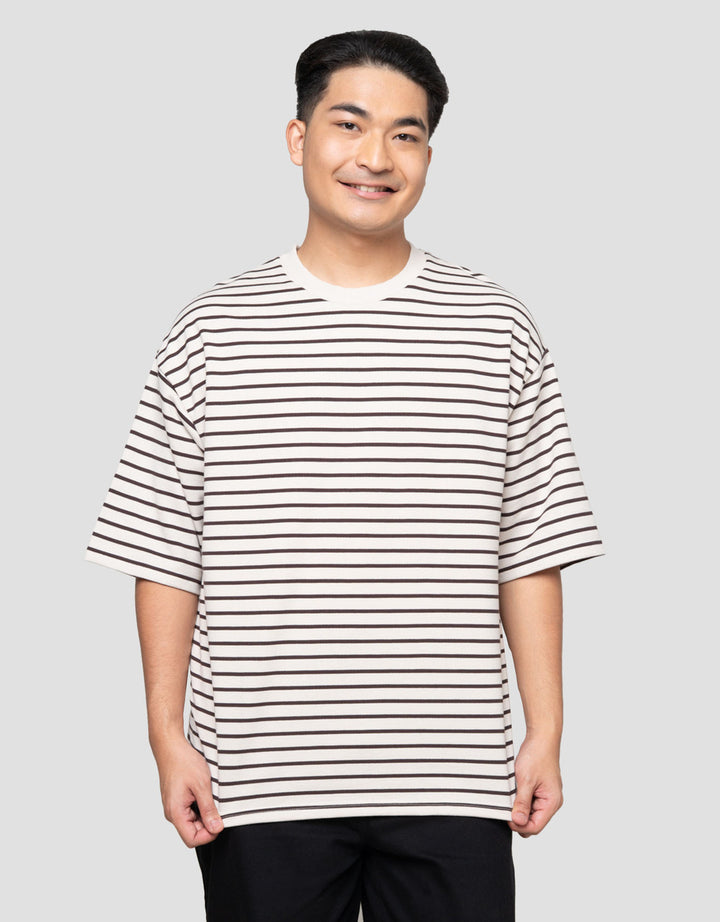 Nevada Textured Stripes Kaos Oversize Pria