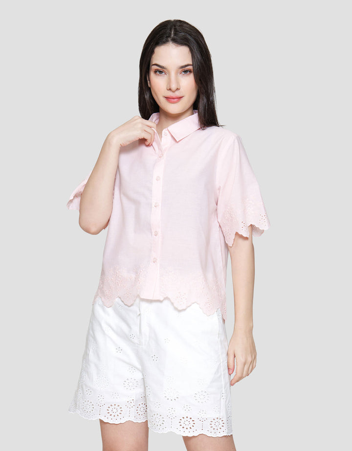 St. Yves Broderie Detail Cotton Kemeja Wanita