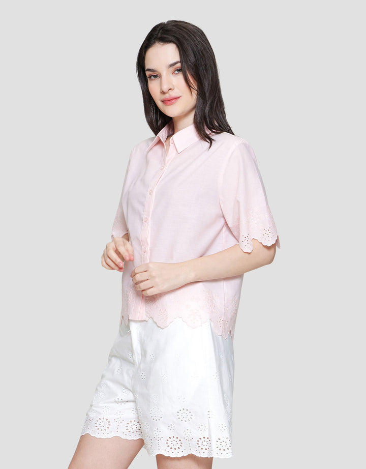 St. Yves Broderie Detail Cotton Kemeja Wanita