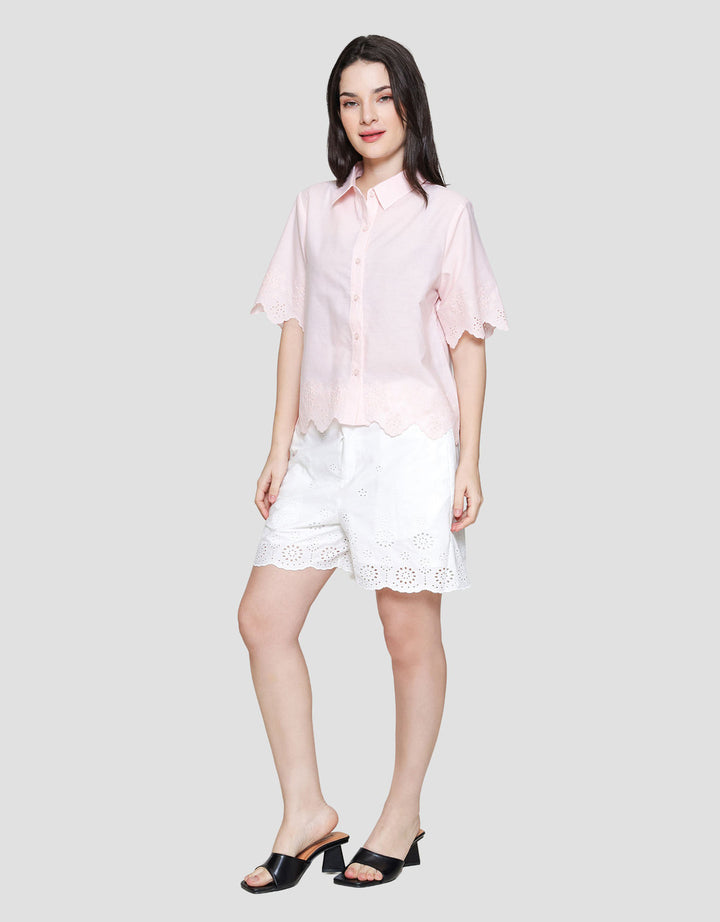 St. Yves Broderie Detail Cotton Kemeja Wanita