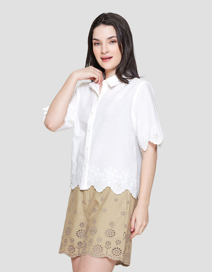 St. Yves Broderie Detail Cotton Kemeja Wanita