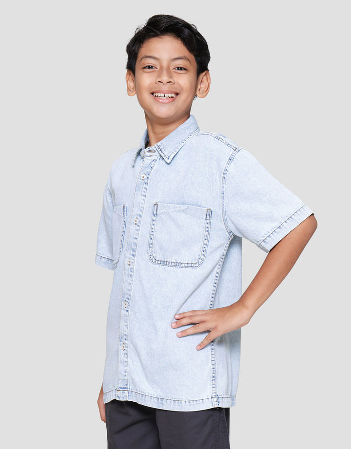Nevada Basic Denim With Pocket Kemeja Koko Anak Laki-laki