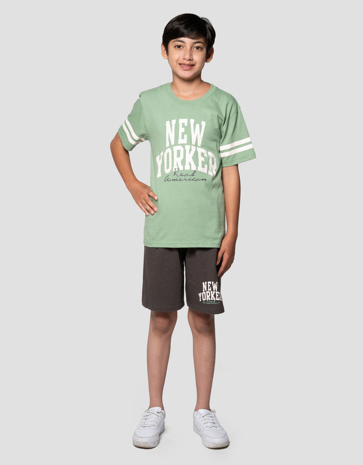 Nevada Knit Print New Yorker Pakaian Setelan Anak Laki-laki