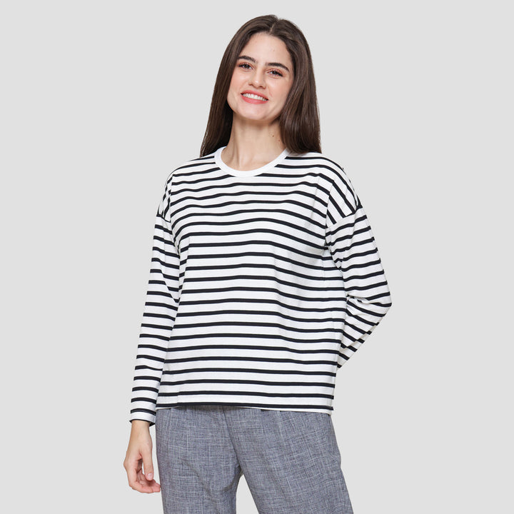 Connexion Drop Shldr Stripe Kaos Wanita