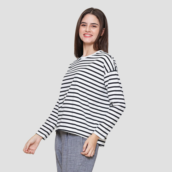 Connexion Drop Shldr Stripe Kaos Wanita